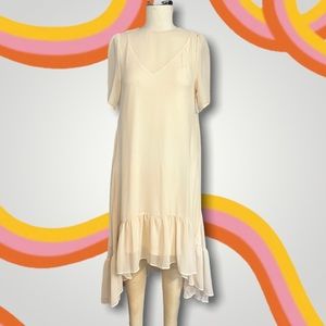 All : row cream colored chiffon two layer dress size small